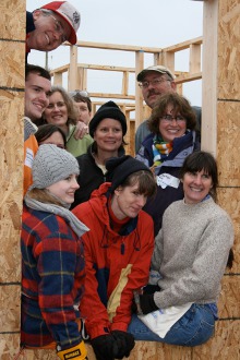 Burkley and friends helping to build a Habitat for Humanity house for Burkley's 50th birthday.